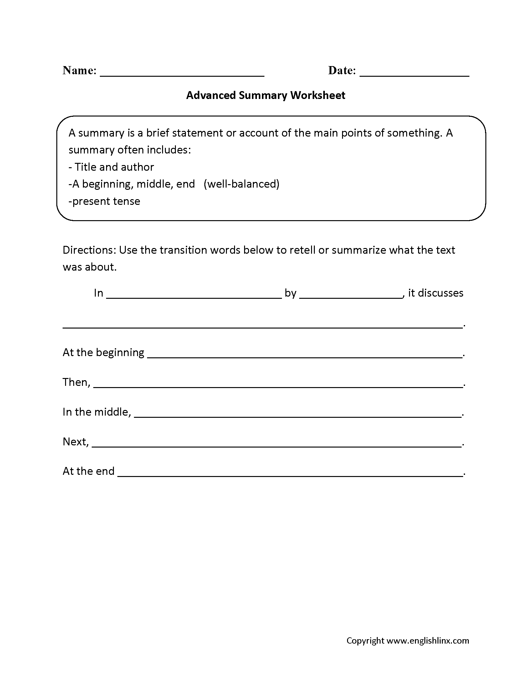 Reading Summary Worksheet Improve Your Comprehension Skills