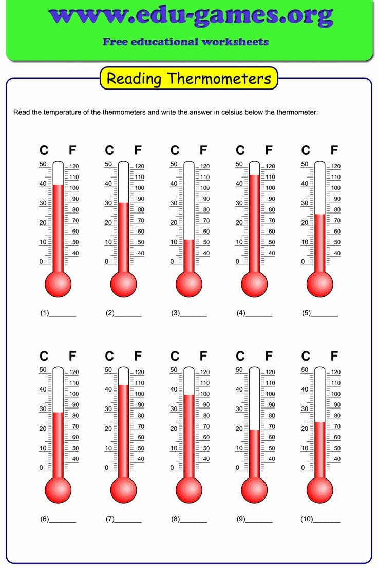 Reading Thermometers In Celcius Or Fahrenheit Worksheet