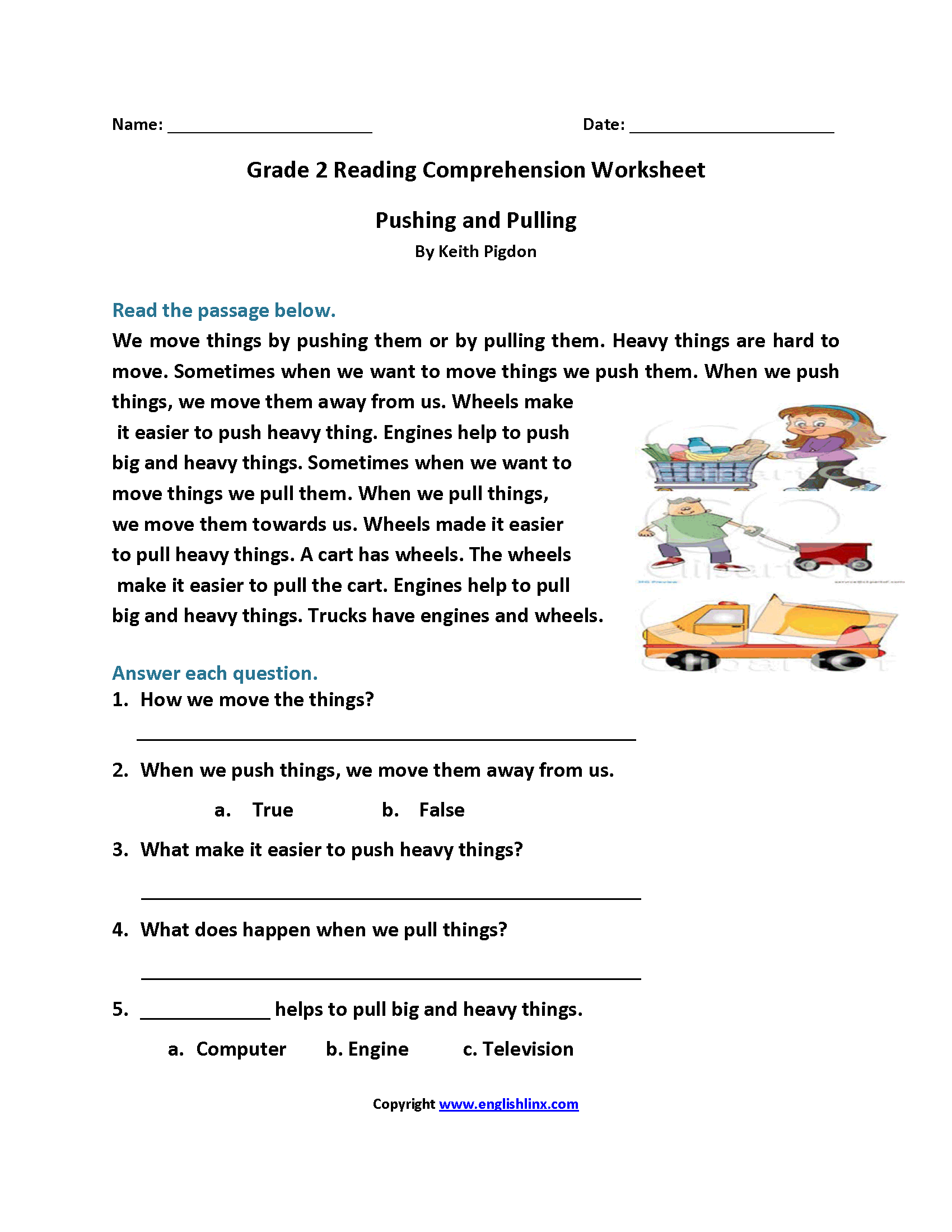 free 2nd grade reading comprehension worksheets