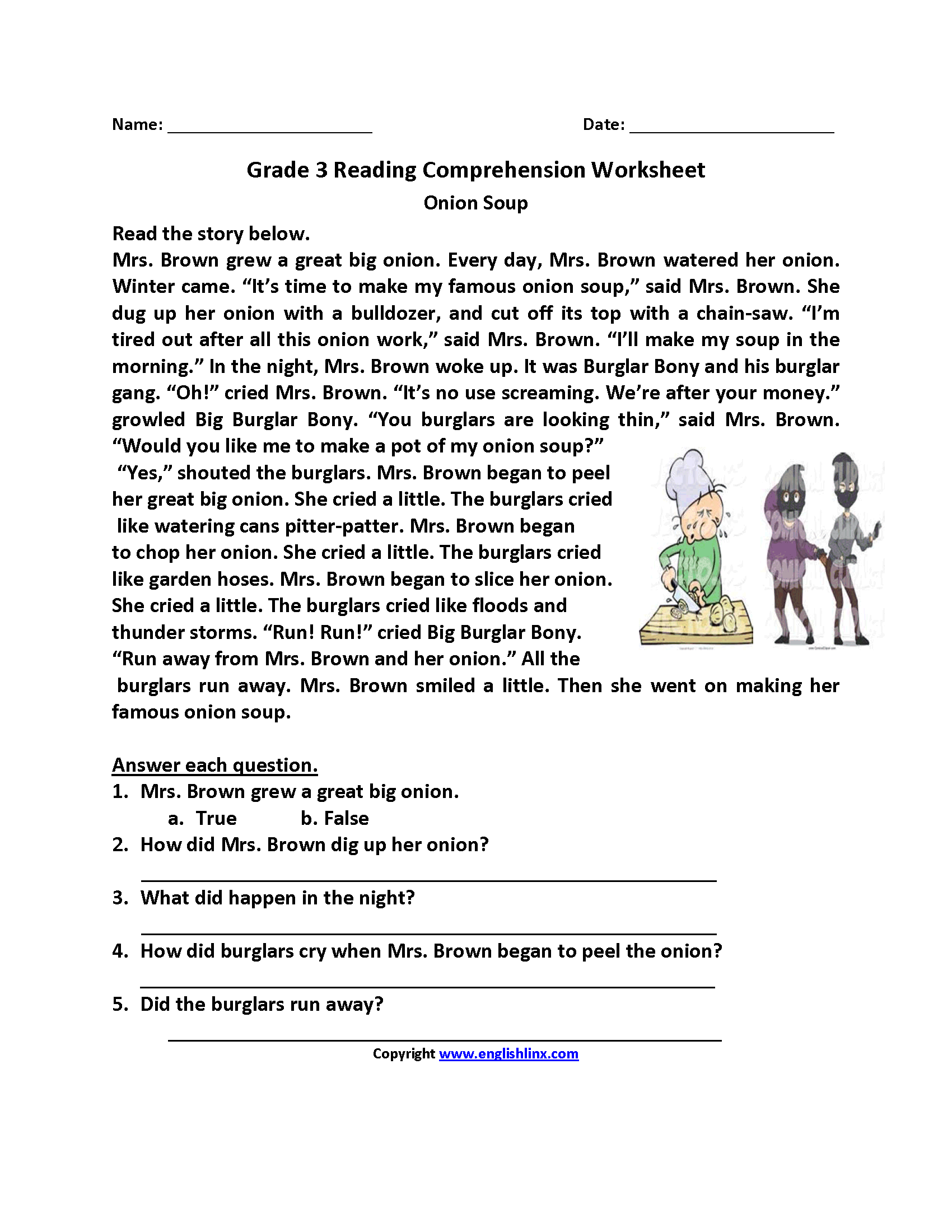 free printable reading comprehension worksheets for 3rd grade