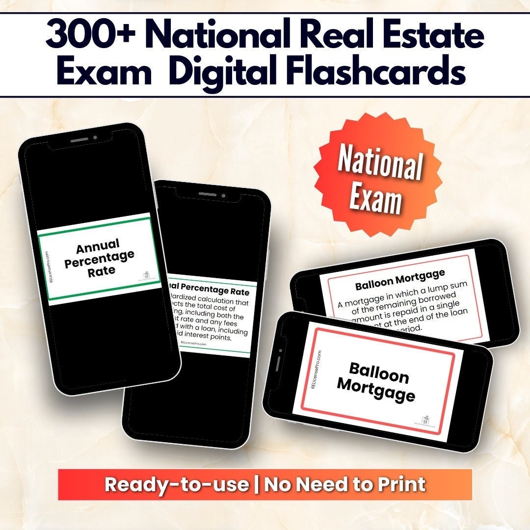 Real Estate Exam Flashcards 300 National Terms digital Download Etsy