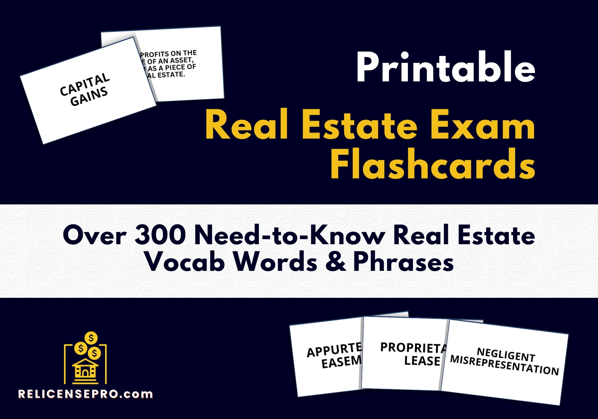 Real Estate Exam Flashcards 300 Printable Vocabulary Terms PDF Download Etsy Israel