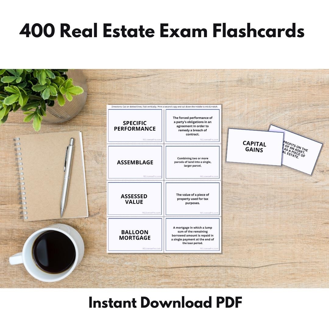 Real Estate Exam Flashcards 300 Printable Vocabulary Terms PDF Download Etsy UK