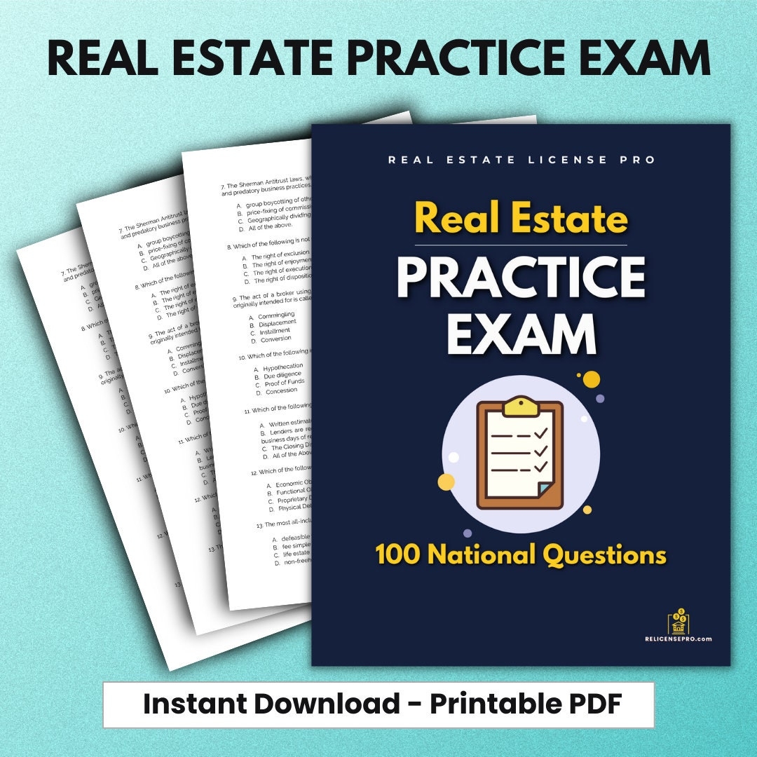 Real Estate Practice Exam Instant PDF Download Ready to print Realtor Exam Etsy Canada
