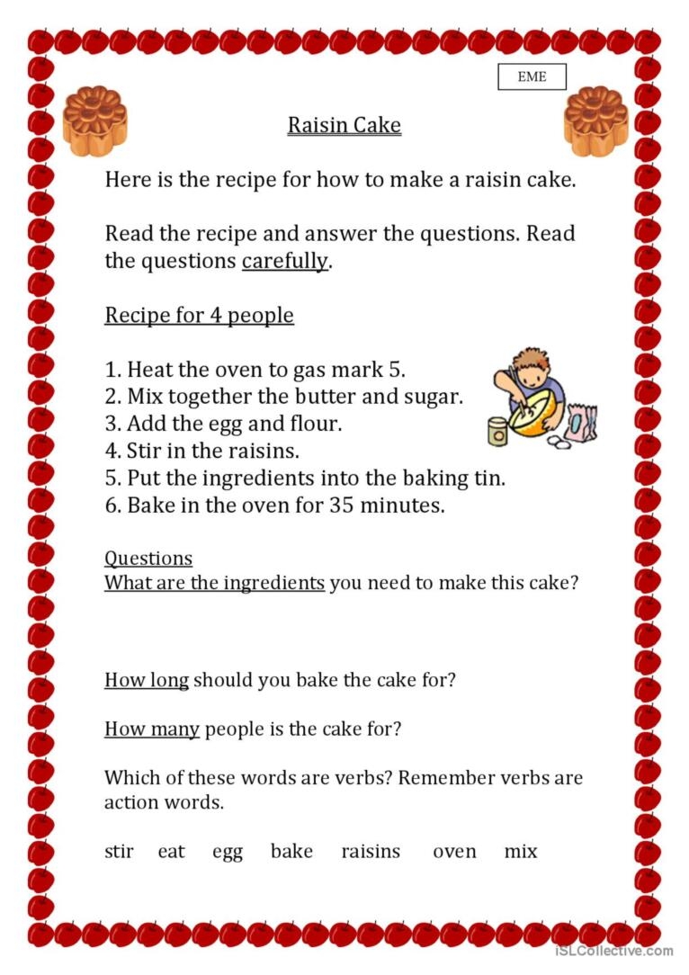 Recipe Worksheet English ESL Worksheets Pdf Doc