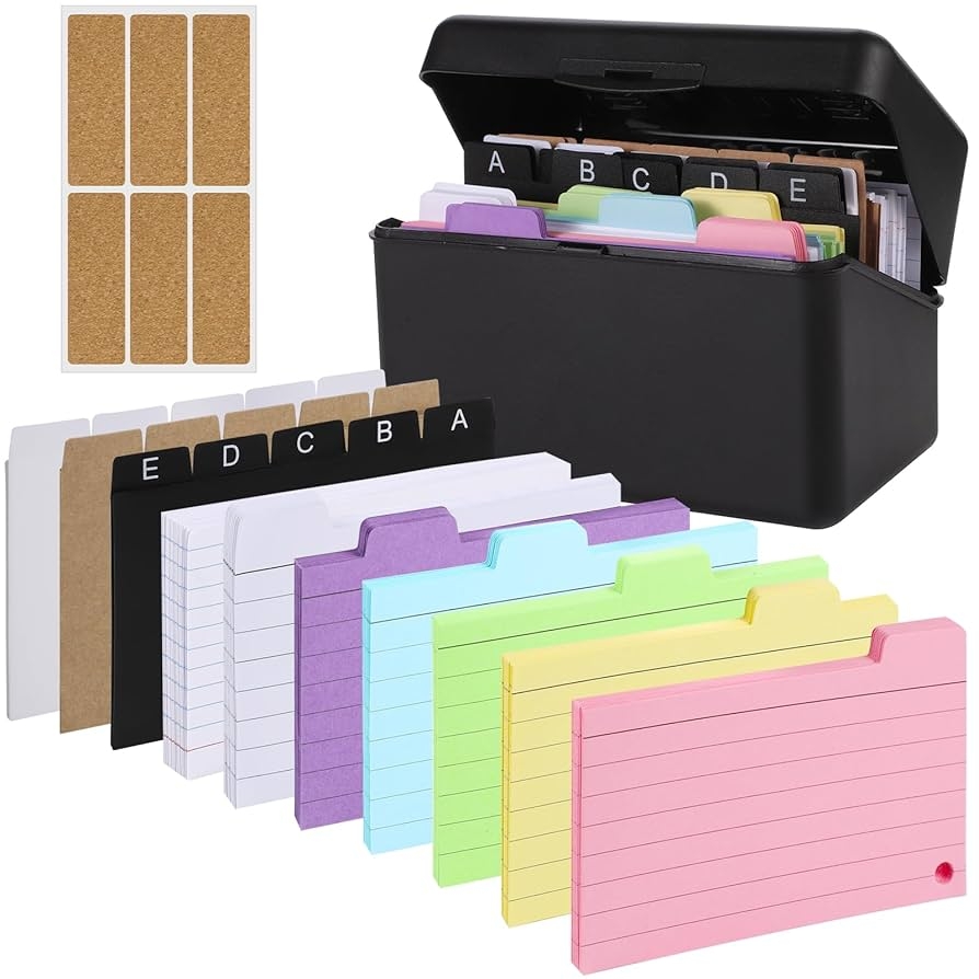 Record Cards Set 15 X 9 5 X 8 5 Cm Plastic Index Card Organiser Revision Card Holder 230 Coloured Flashcards 15 Dividers And Box Set For Study Office School Supplies Amazon de Stationery Office Supplies