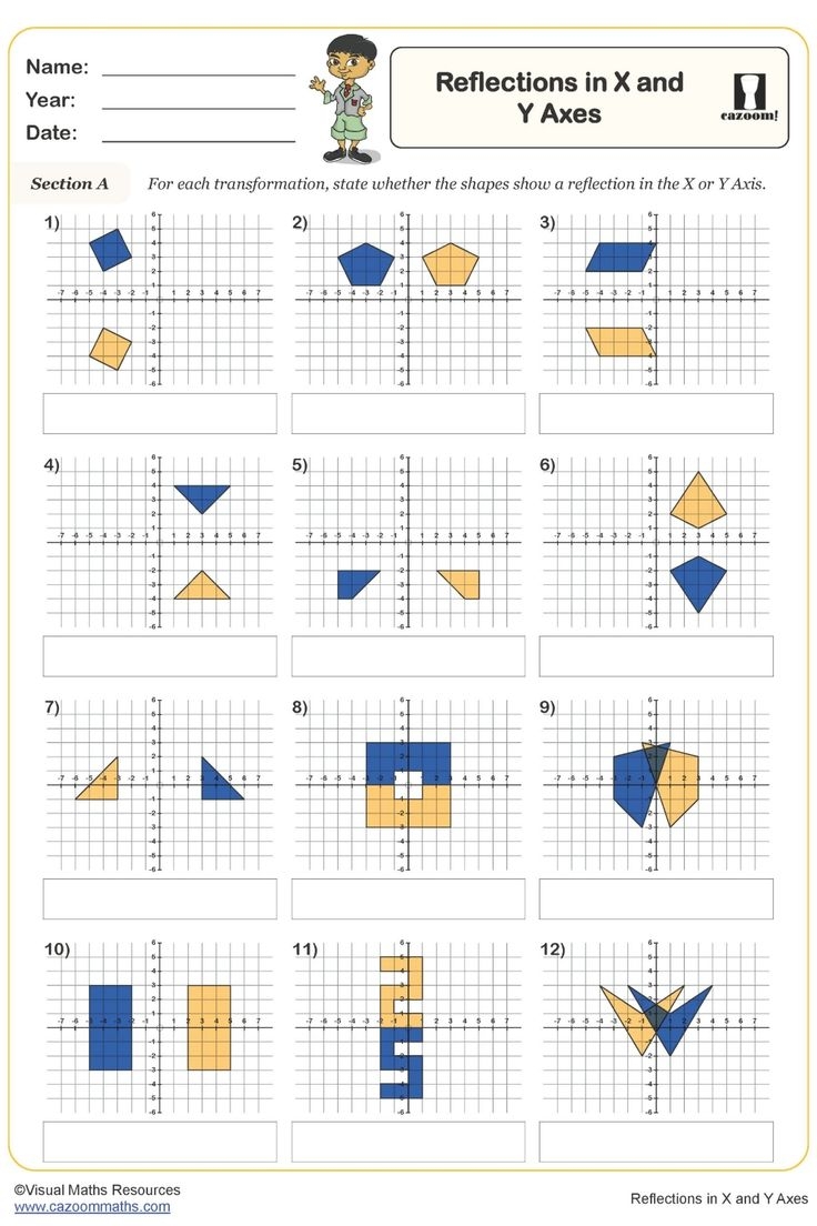 Reflection In X And Y Axes Worksheet For Year 6
