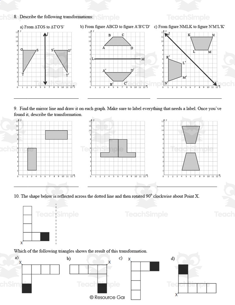 Reflections Worksheet By Teach Simple