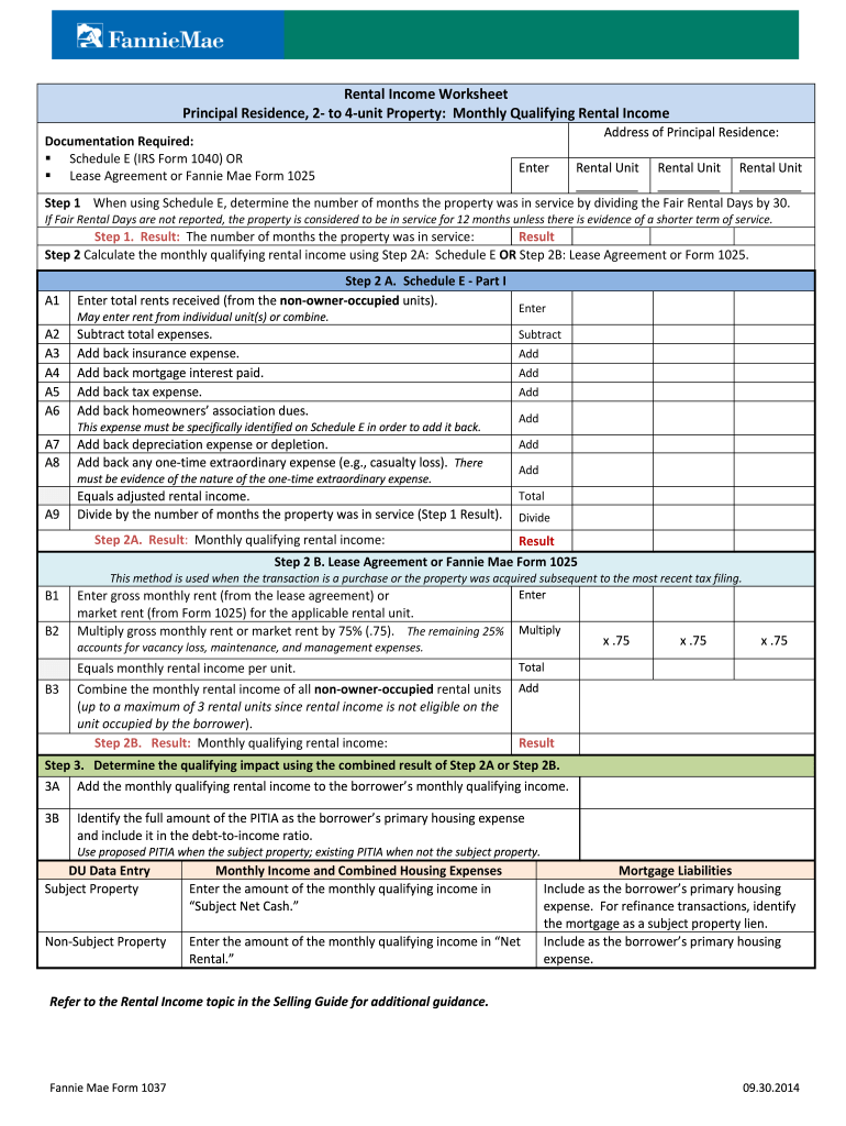 Rental Income Worksheet Mgic