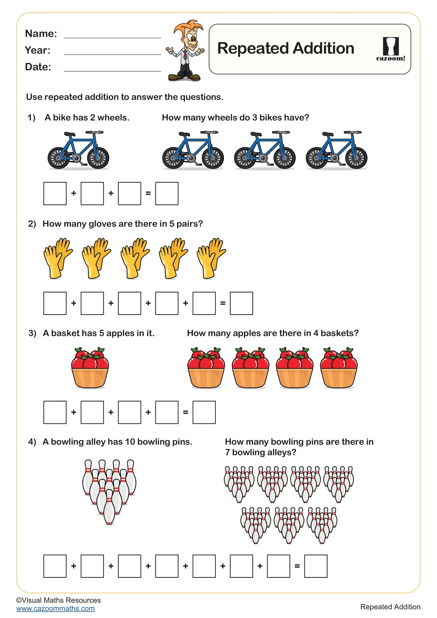 Repeated Addition Fun And Engaging Year 1 Addition Worksheet