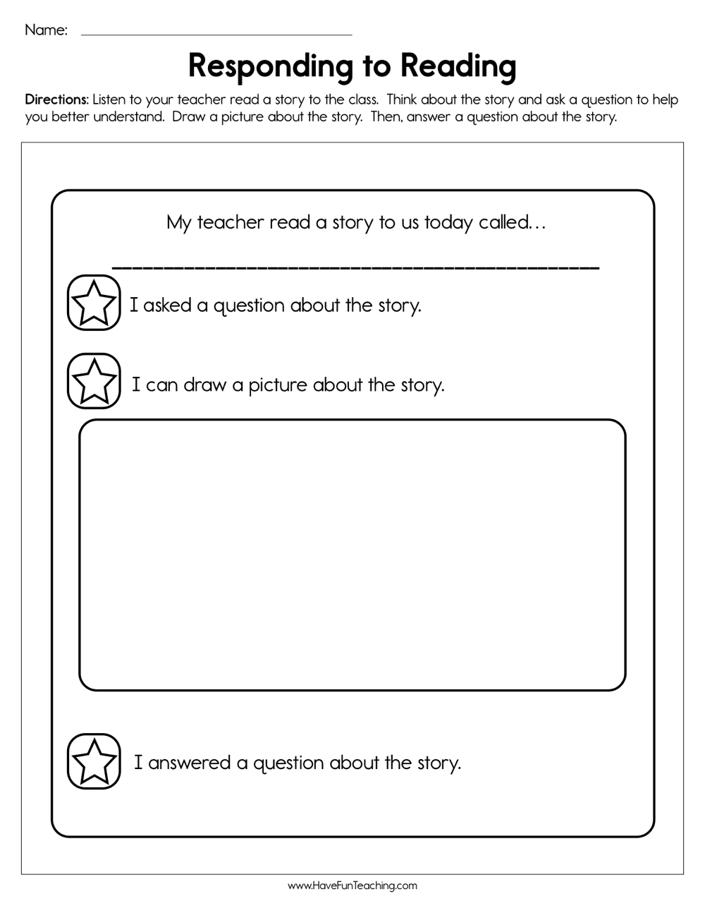 worksheet for reading