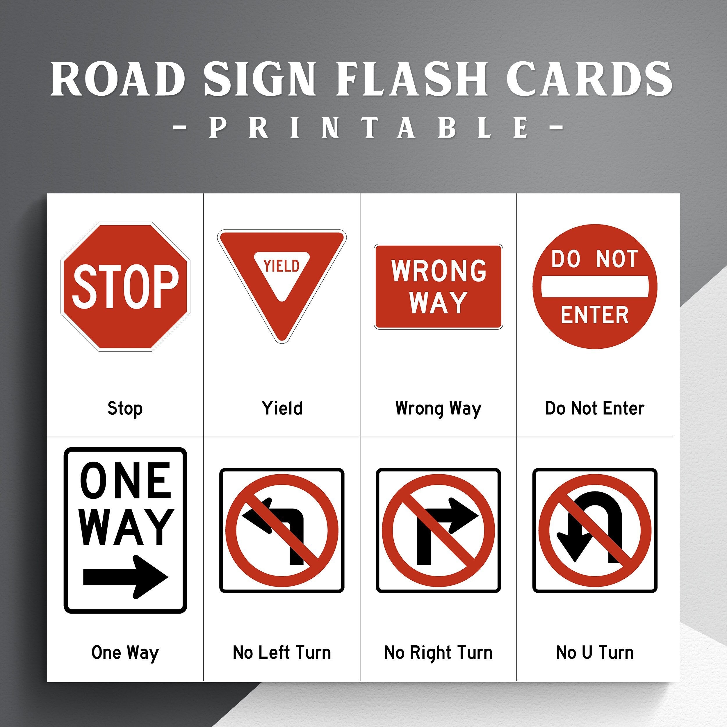 road sign flashcards