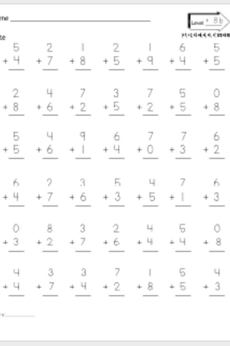 addition math facts worksheet