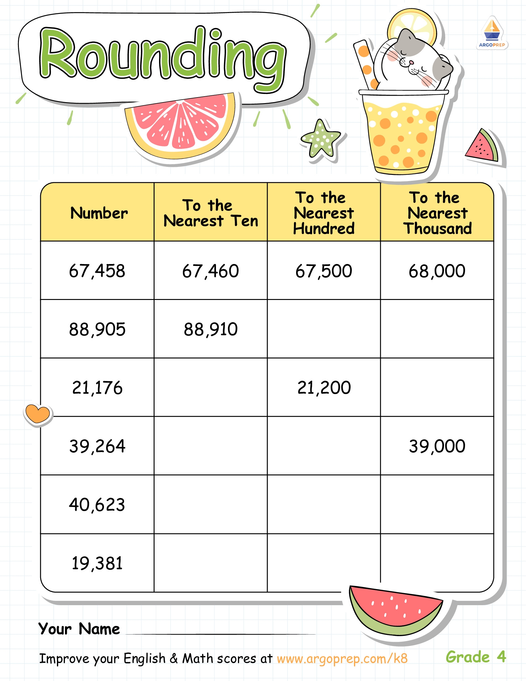 Rounding Fun In The Sun ArgoPrep