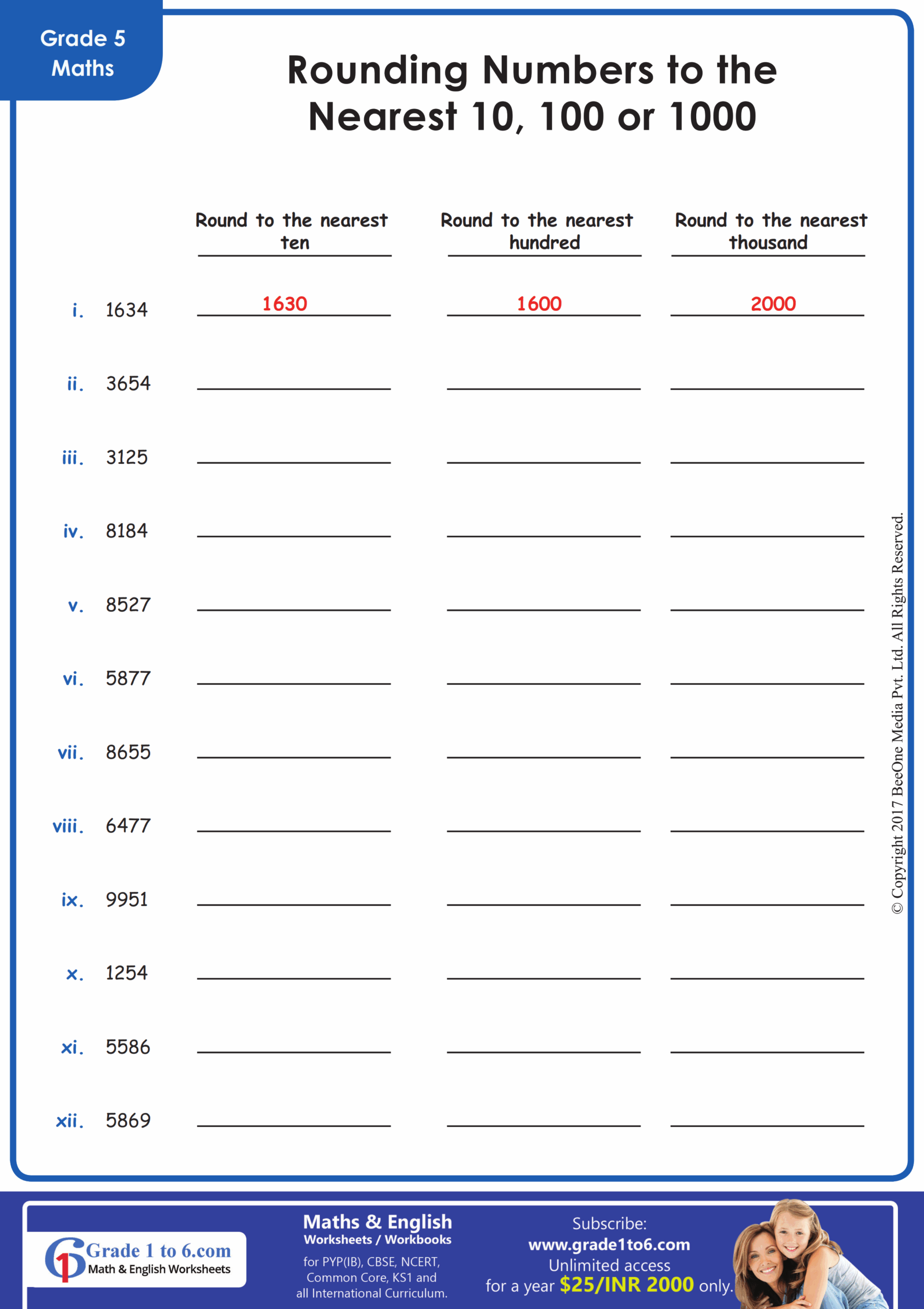 Rounding Numbers To Nearest 10 100 Or 1000 Grade 5 Math