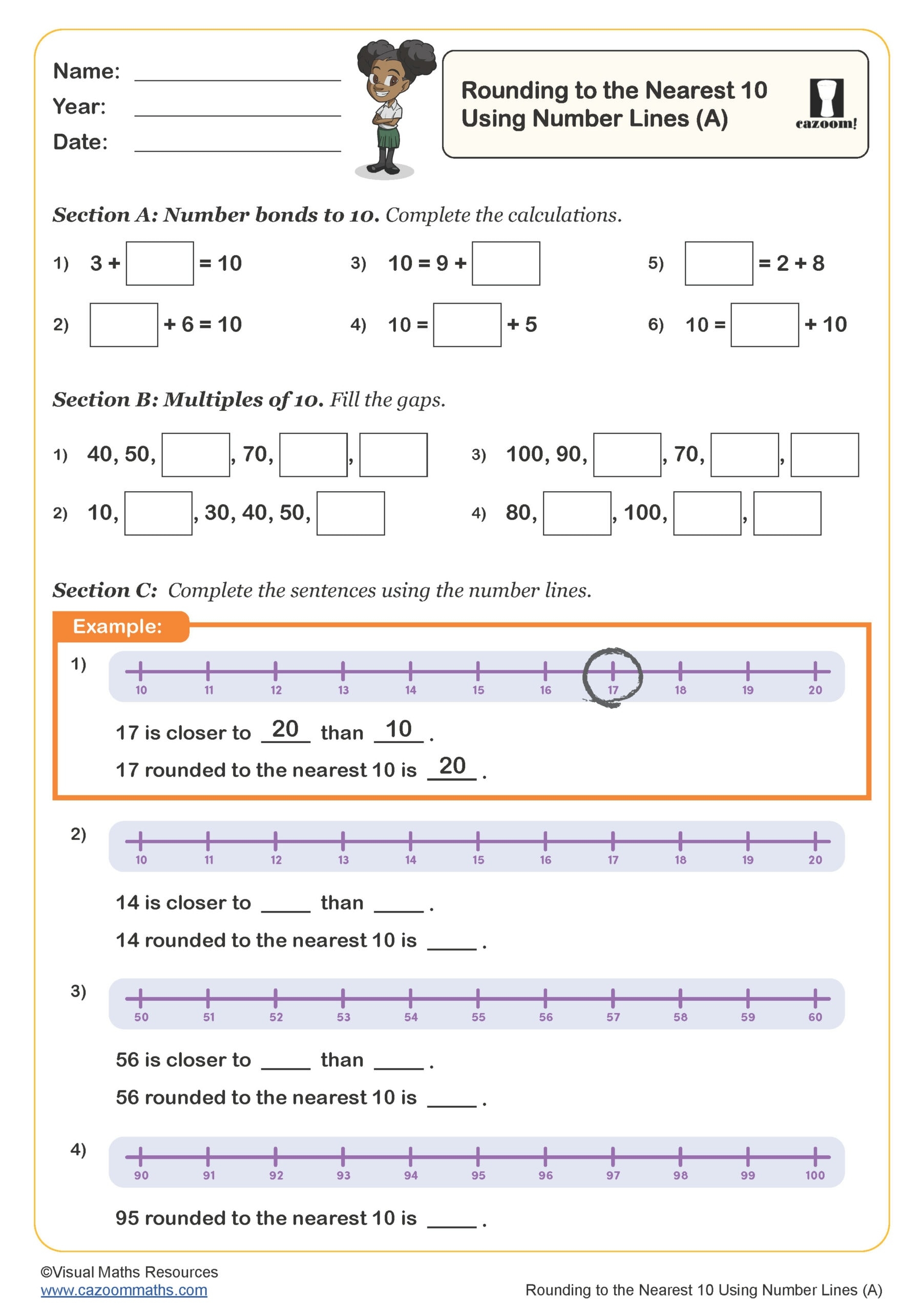 rounding to the nearest ten worksheet