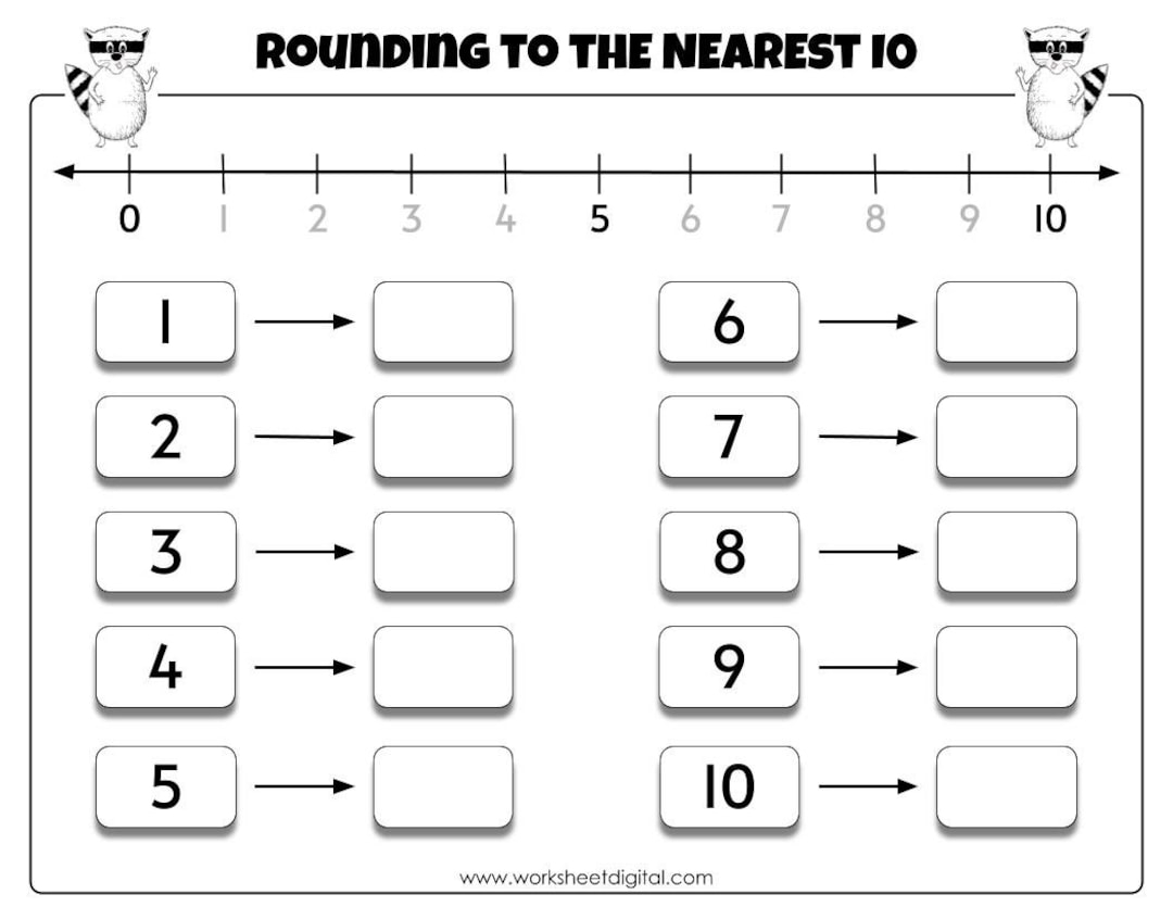 Rounding To Nearest 10 Math Worksheet Grades 1 3 PDF Etsy
