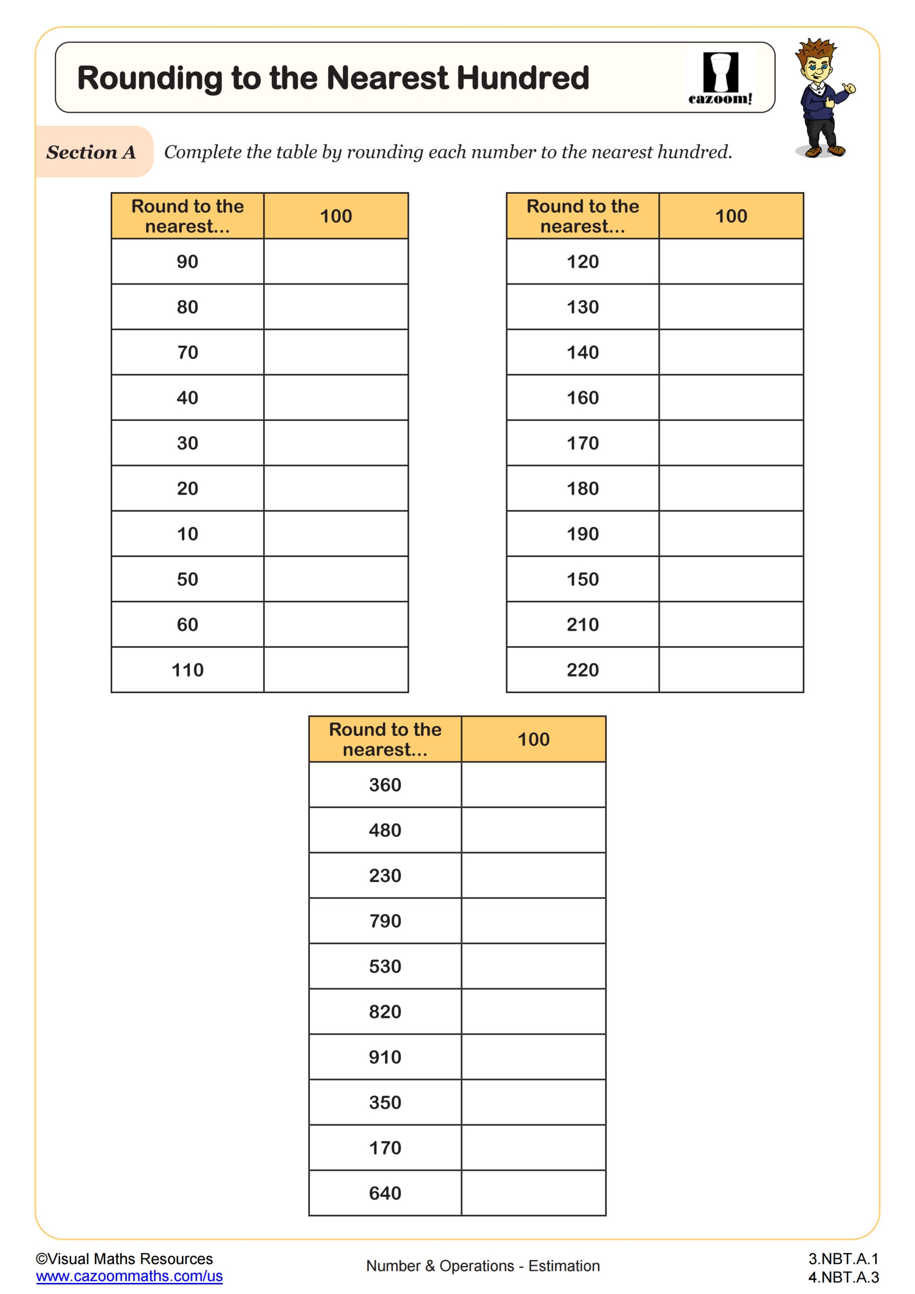 rounding worksheets 4th grade
