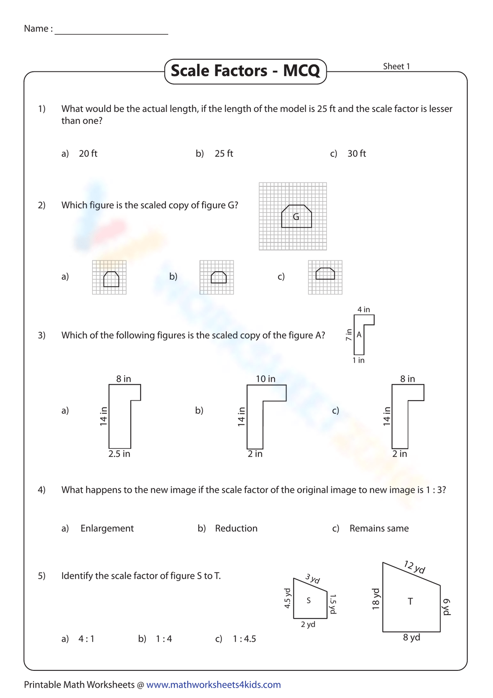 Scale Factor Worksheets
