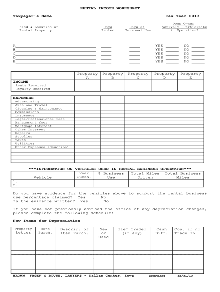 Schedule E Worksheet Fill Out Sign Online DocHub