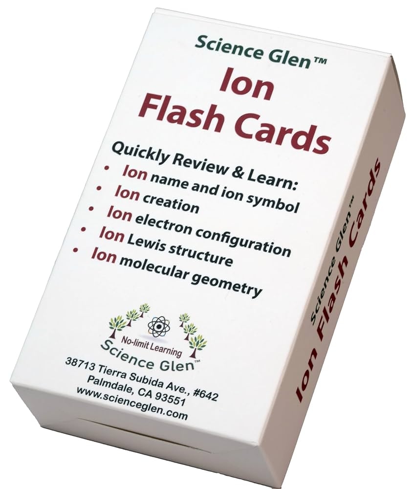 Science Glen Premium Chemistry Ion Flash Cards Become A Master 81 General And Polyatomic Ions Name Formula Charge Structure Use For High School College Placement Or MCAT Tests Study Tool Amazon co uk 