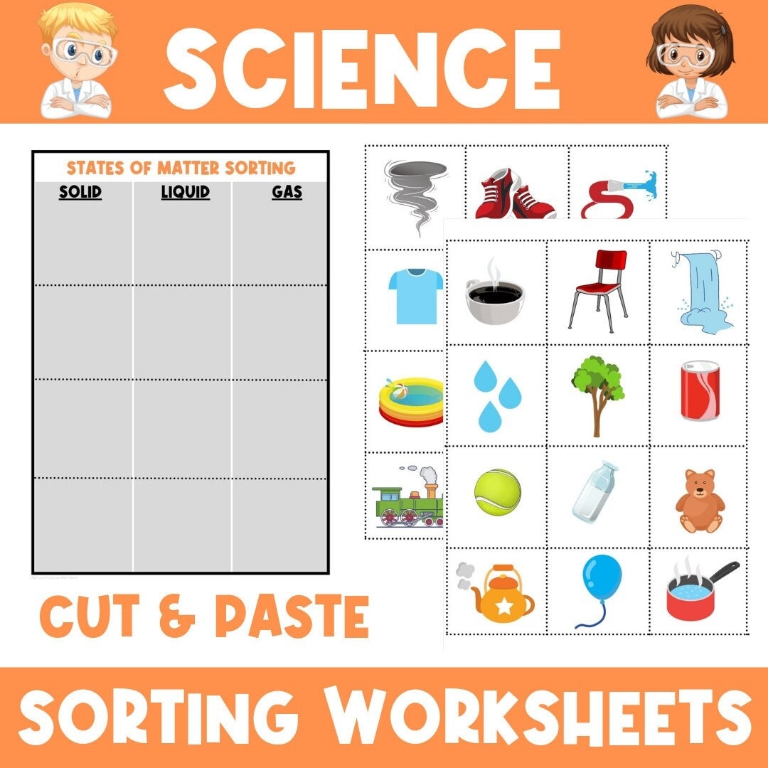 Science Sorting Worksheets Kindergarten Grade One Hot Or Cold Light Or Heavy States Of Matter Solid Liquid Gas Etsy