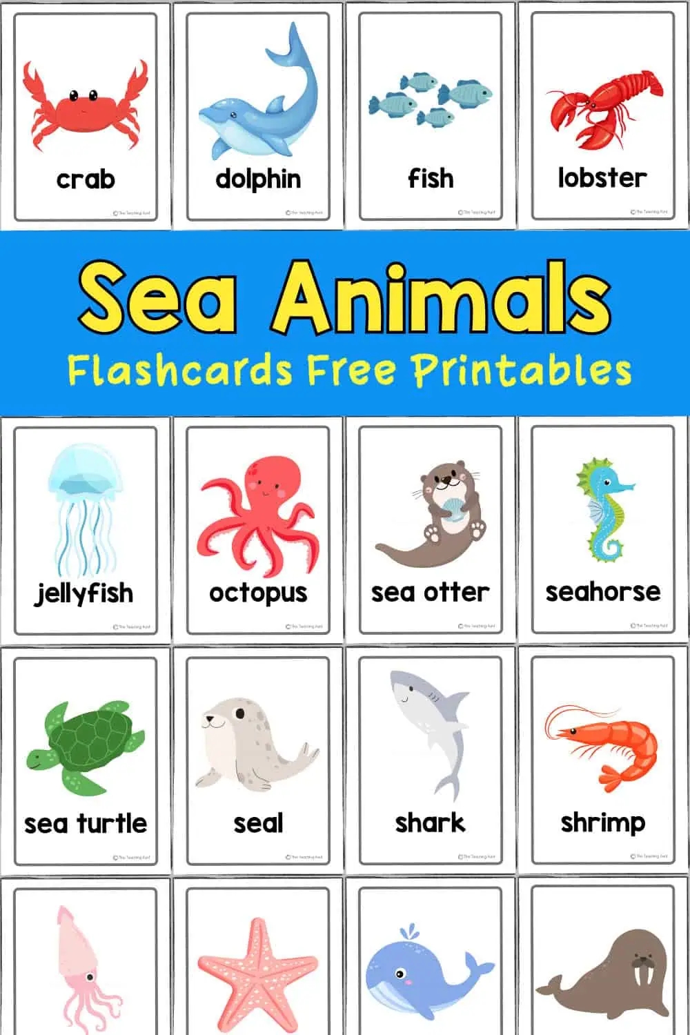 Sea Animals Flashcards The Teaching Aunt