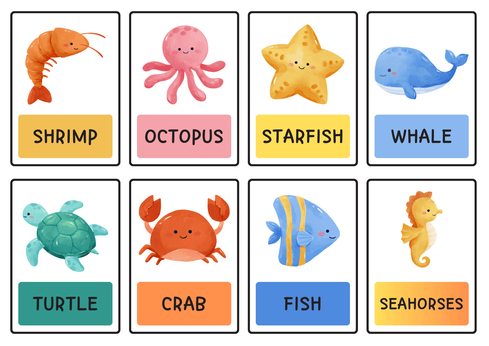 Sea Creatures Flashcards By Inhisperfectime Raket PH