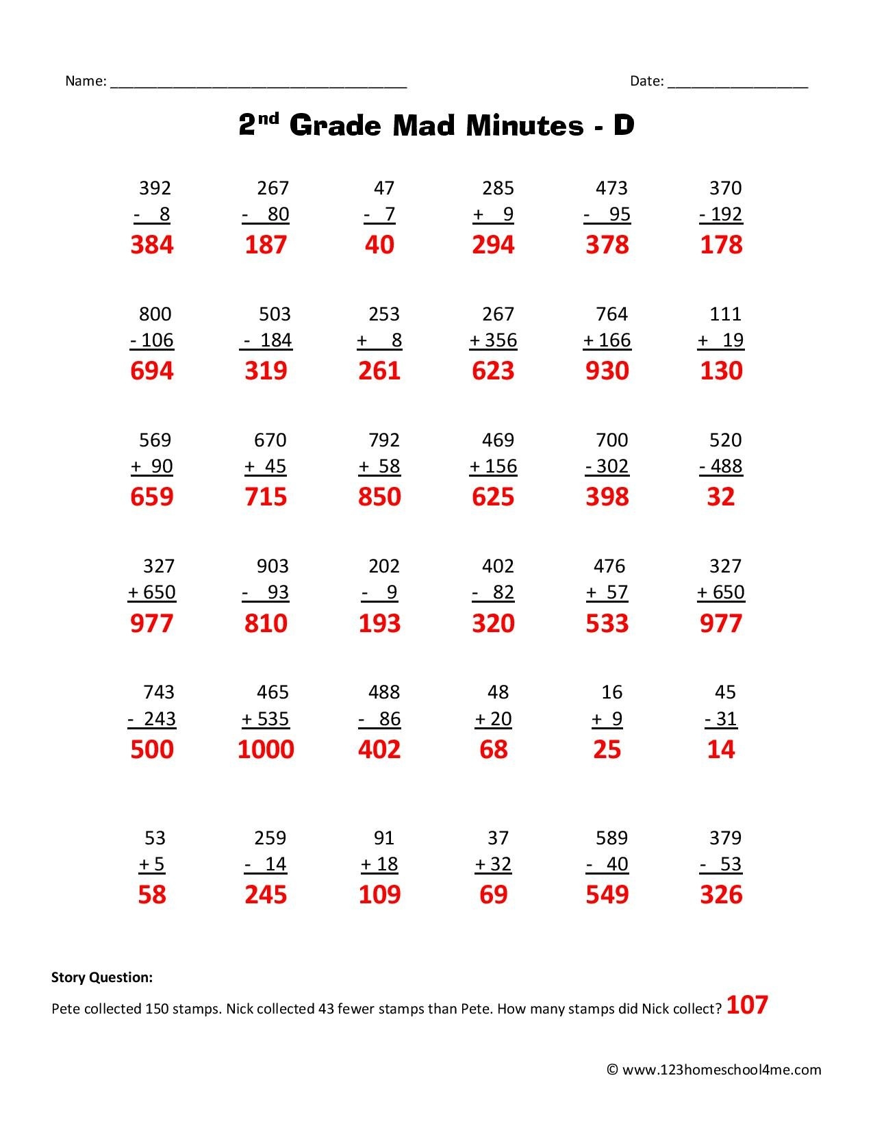 answer key for math worksheets