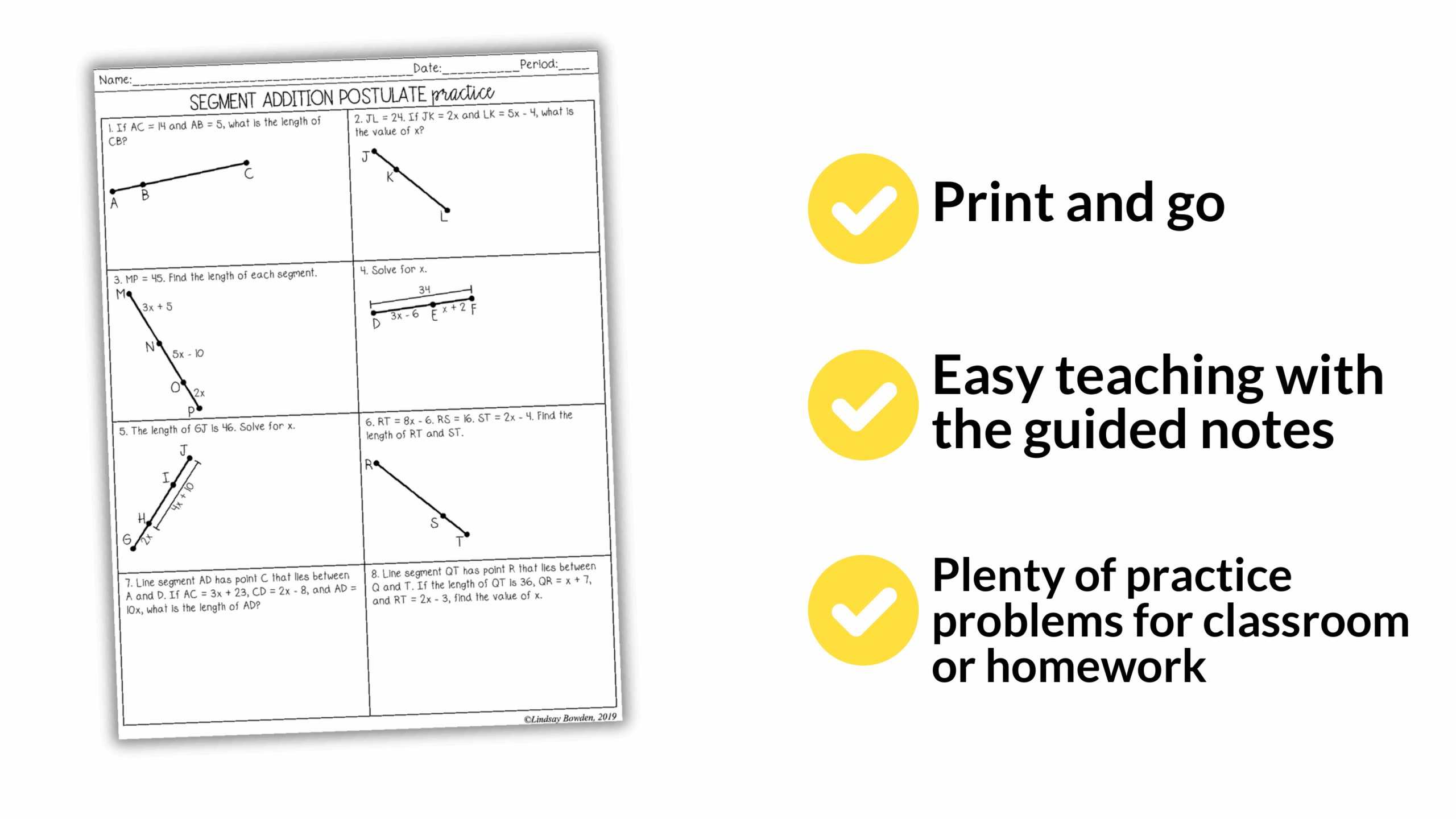 Segment And Angle Addition Postulates Notes And Worksheets 9th 11th Geometry Lindsay Bowden Segment And Angle Addition Postulates Notes And Worksheets 9th 11th Geometry Lindsay Bowden