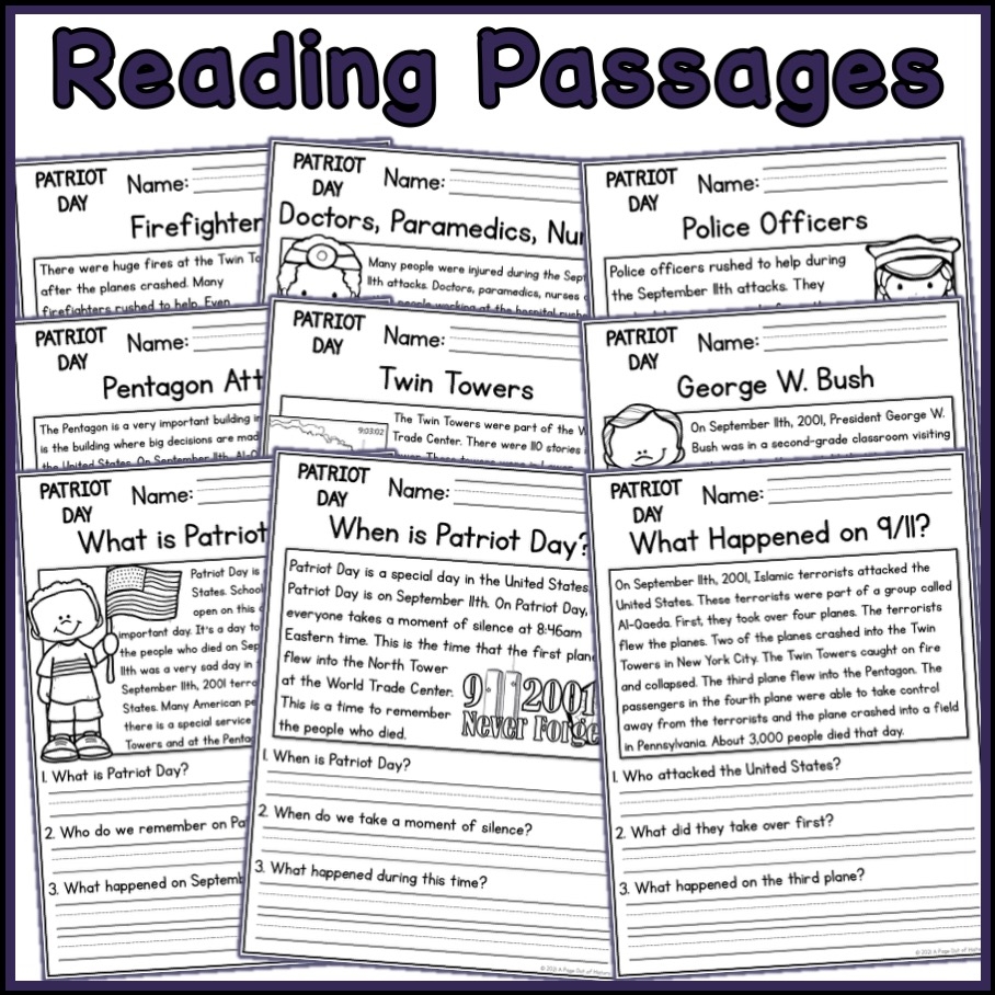 September 11th 9 11 Patriot Day Holidays Reading Comprehension Passages K Made By Teachers September 11th 9 11 Patriot Day Holidays Reading Comprehension Passages K Made By Teachers