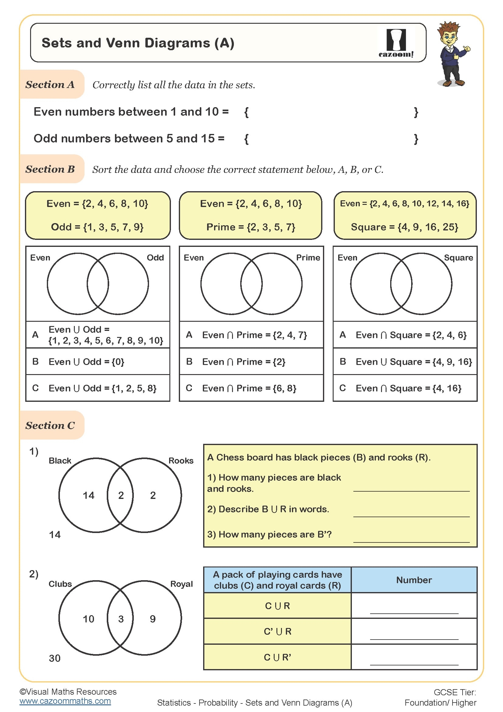 Sets And Venn Diagrams A Worksheet Printable PDF Worksheets