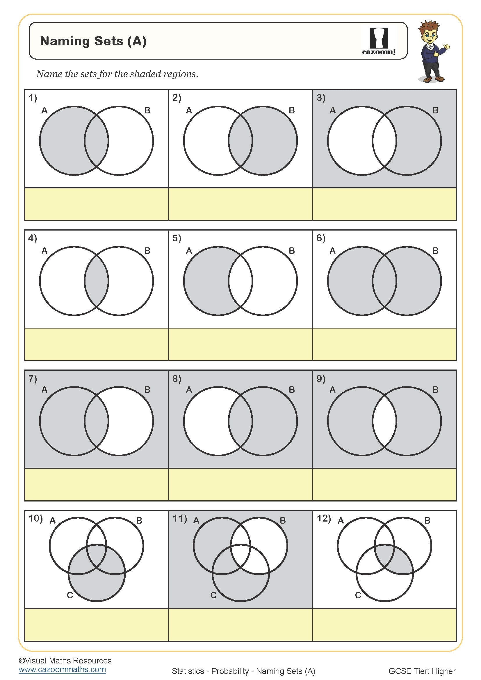 Sets And Venn Diagrams B Worksheet Printable Maths Worksheets