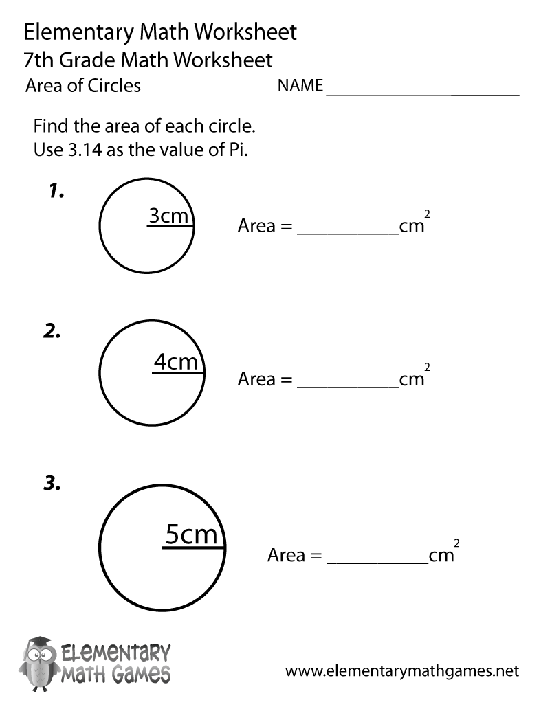 Seventh Grade Area Of Circles Worksheet Seventh Grade Area Of Circles Worksheet