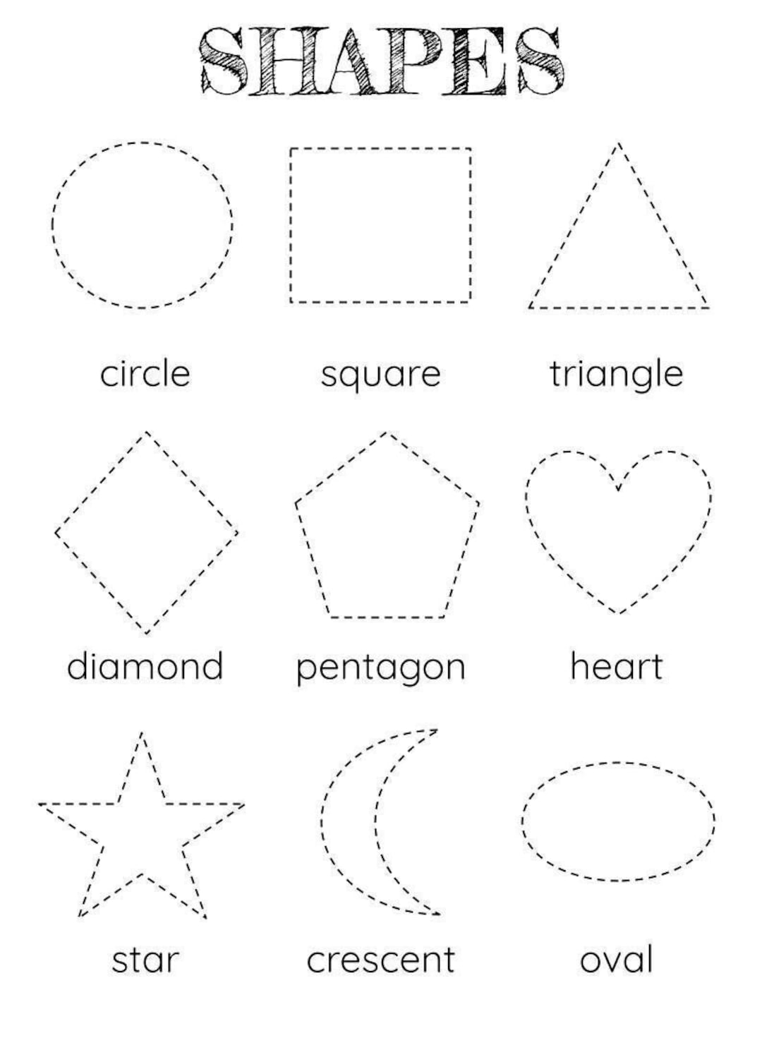 Shape Tracing Worksheet Montessori Shapes For Preschool Kindergarten PDF Etsy UK