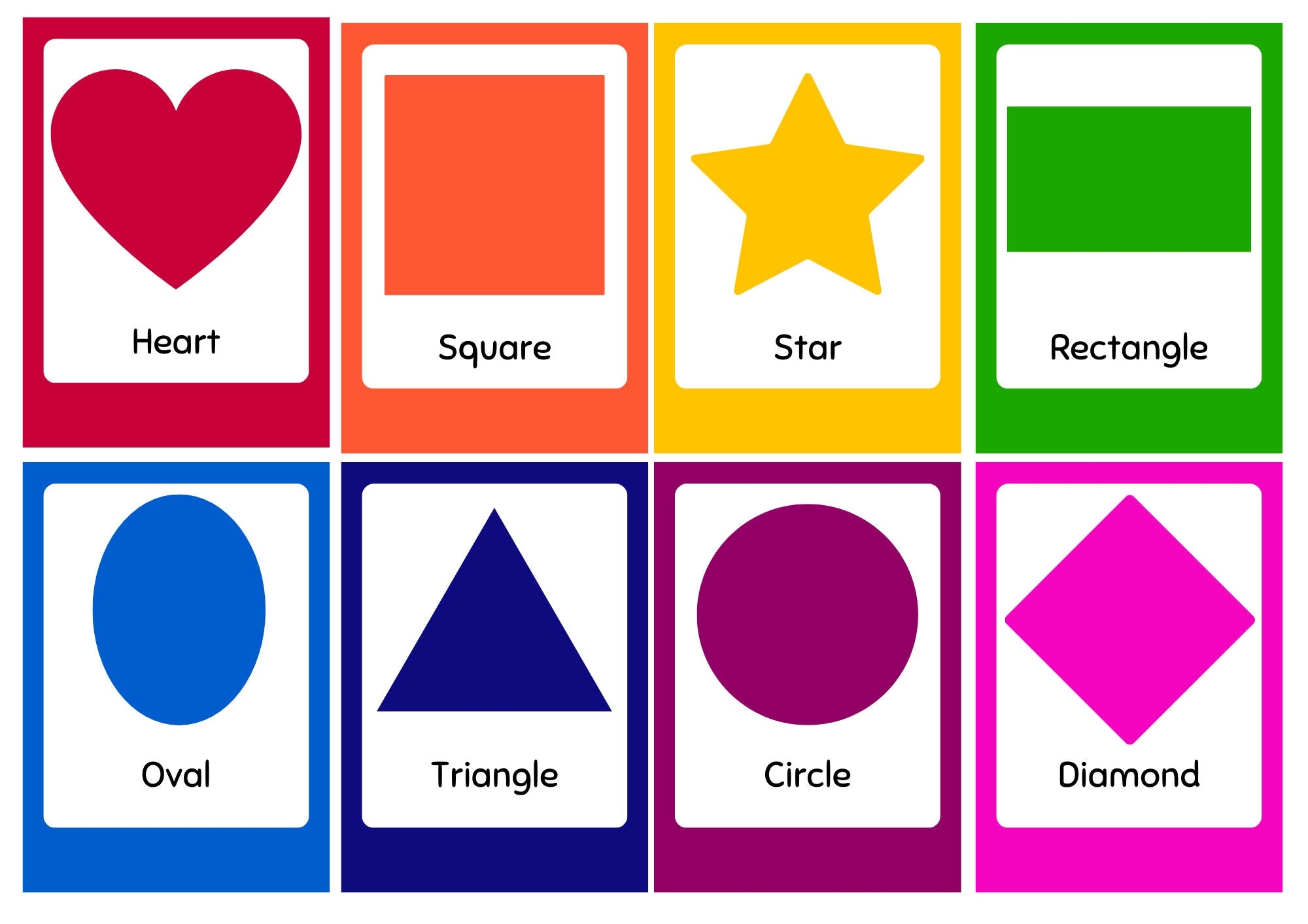 Shapes Flash Cards For Children Colorful Shapes Instant Download Printable Card Digital Educational Children Books Shapes For Kids Etsy