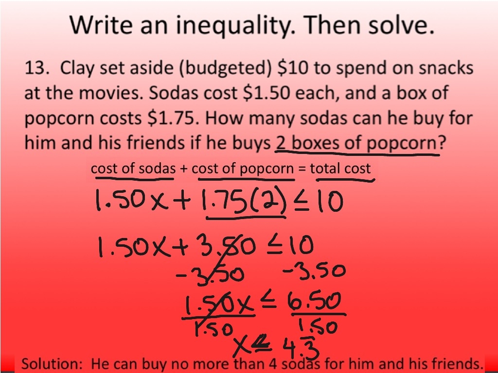 inequality word problems worksheet