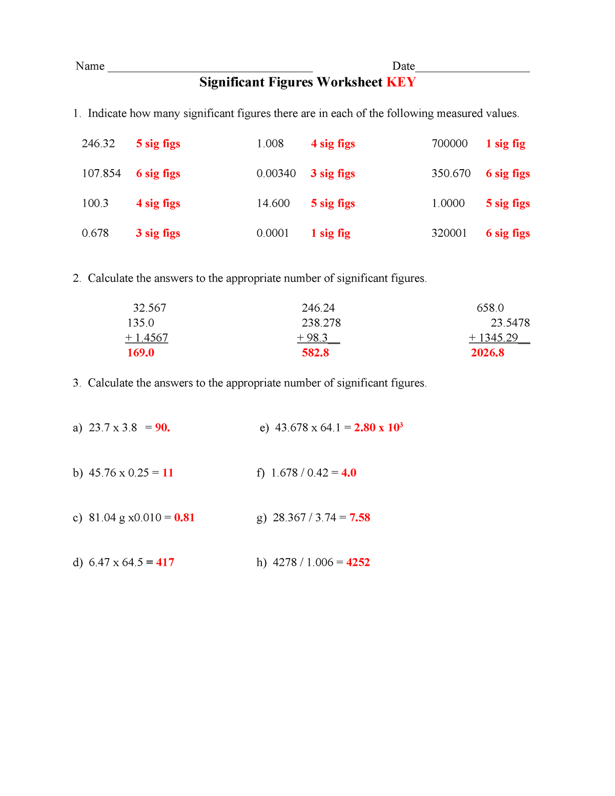 significant figures practice worksheet