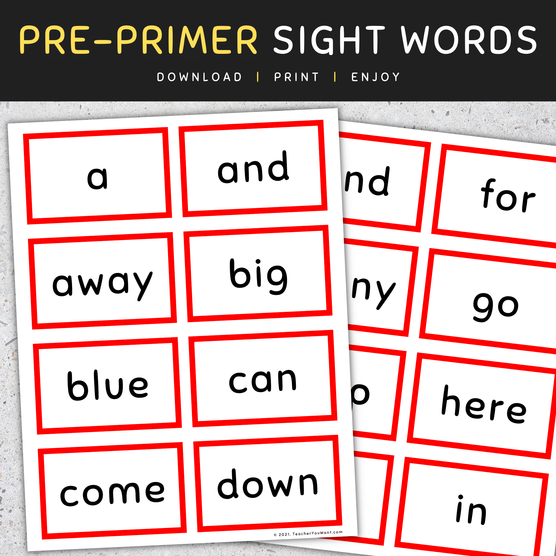 Sight Words Flashcards Pre Primer Sight Words Made By Teachers