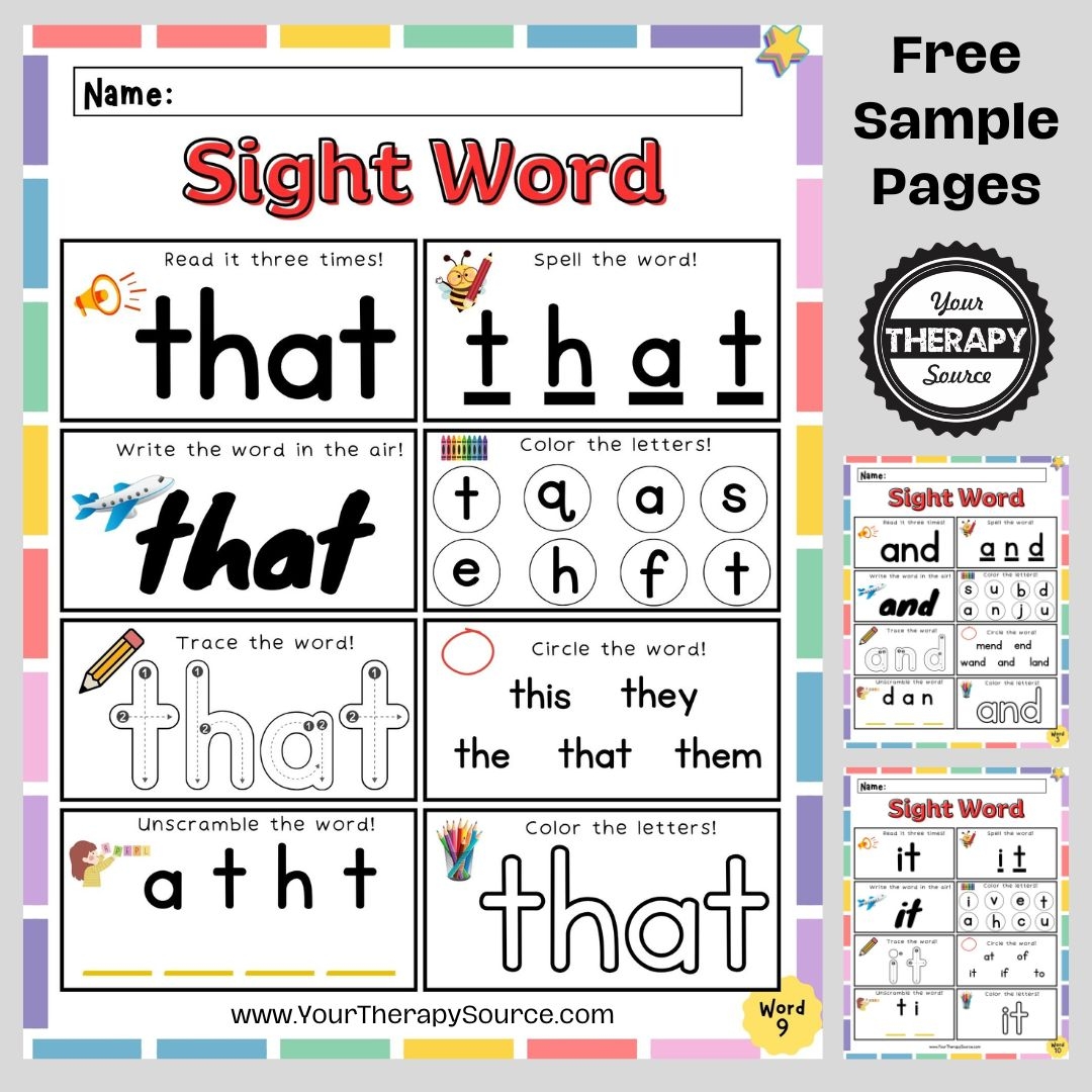 sight words for kindergarten worksheets