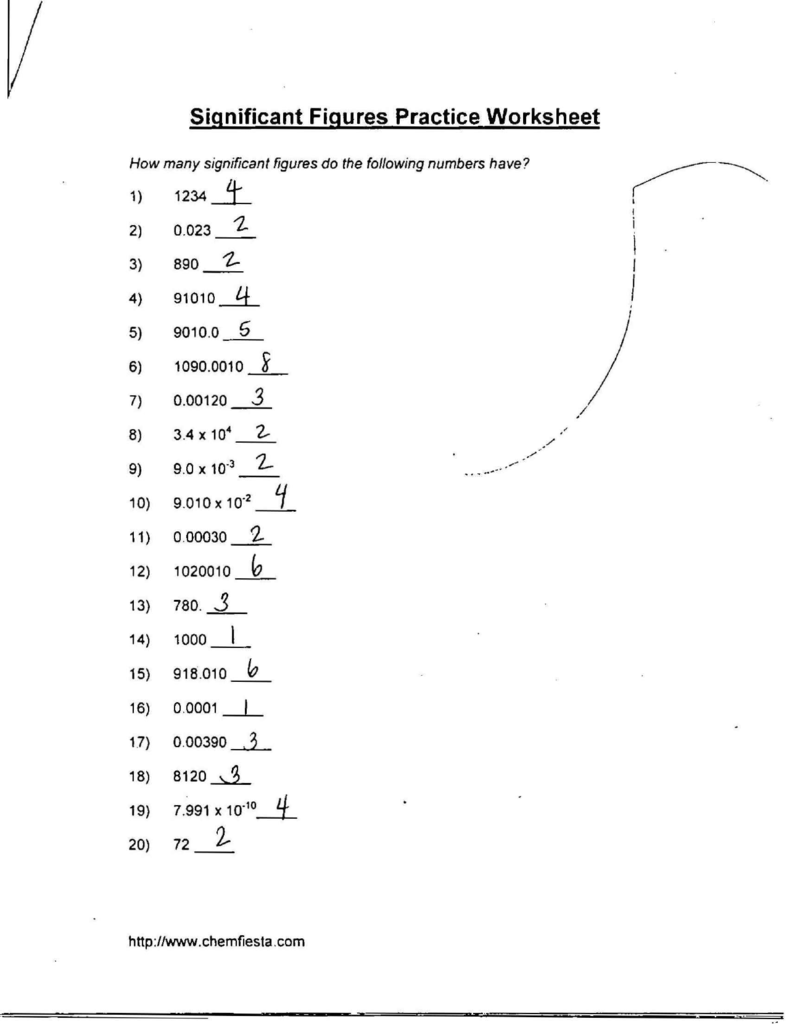 Significant Figures Scientific Notation Worksheet