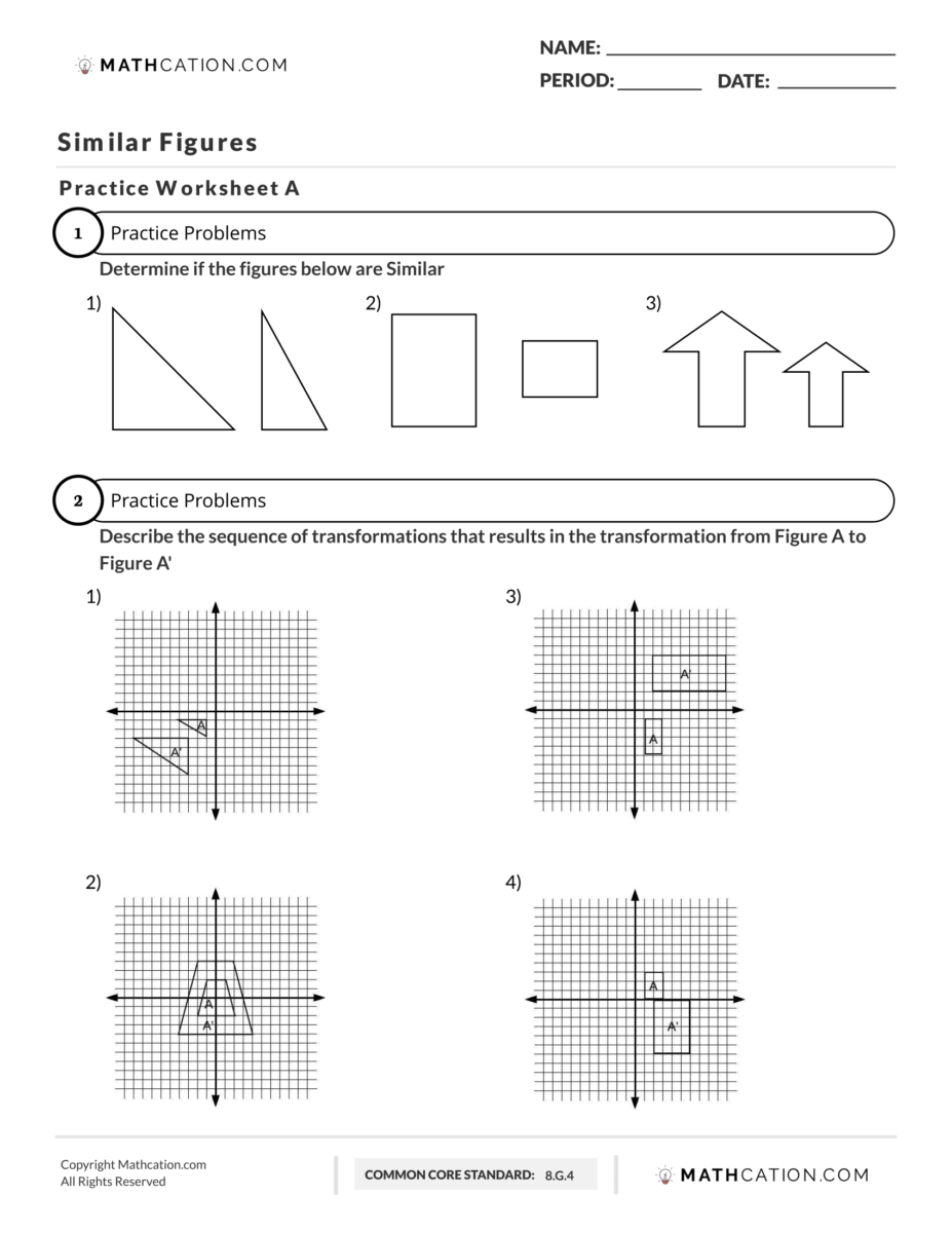 Similar Figures Worksheet Examples And Definition