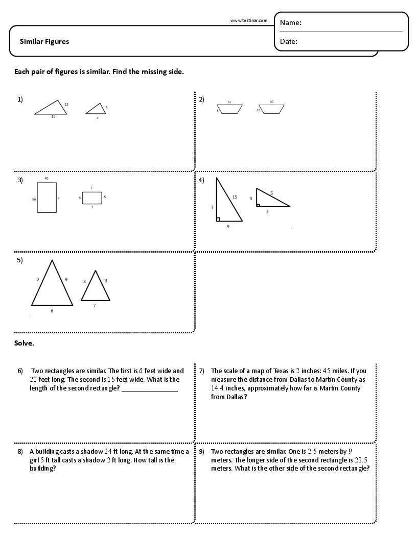 Similar Figures Worksheets