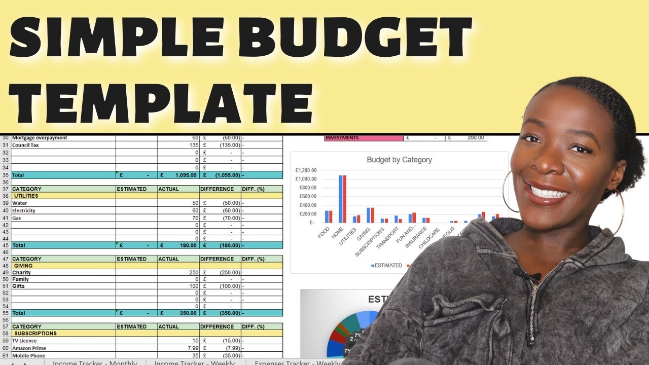 Simple Budget Excel Spreadsheet Income And Expenses Tracker Zero Based Budget For Beginners YouTube