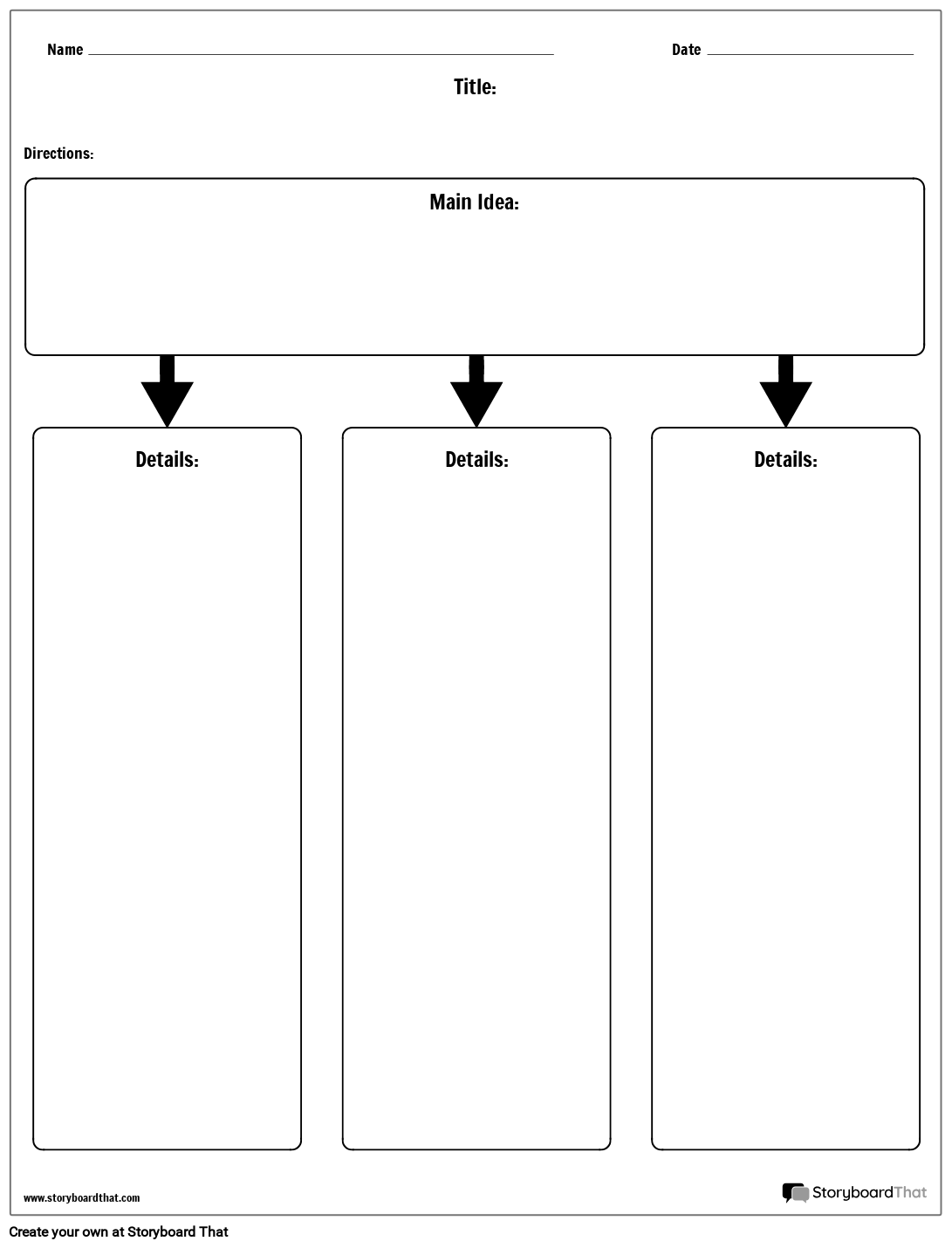 Simple Rectangular Main Idea And Detail Worksheet