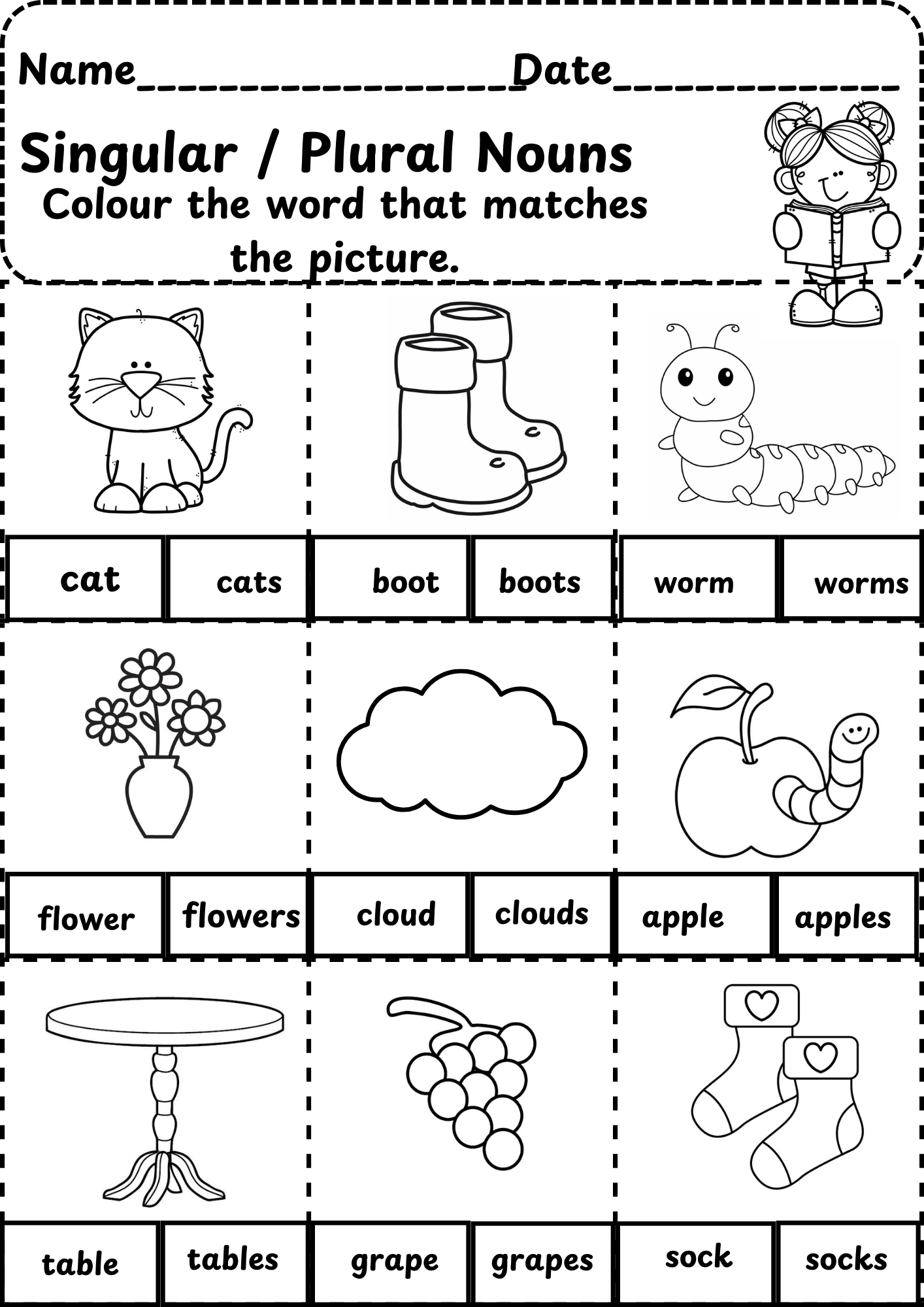 singular and plural nouns worksheet
