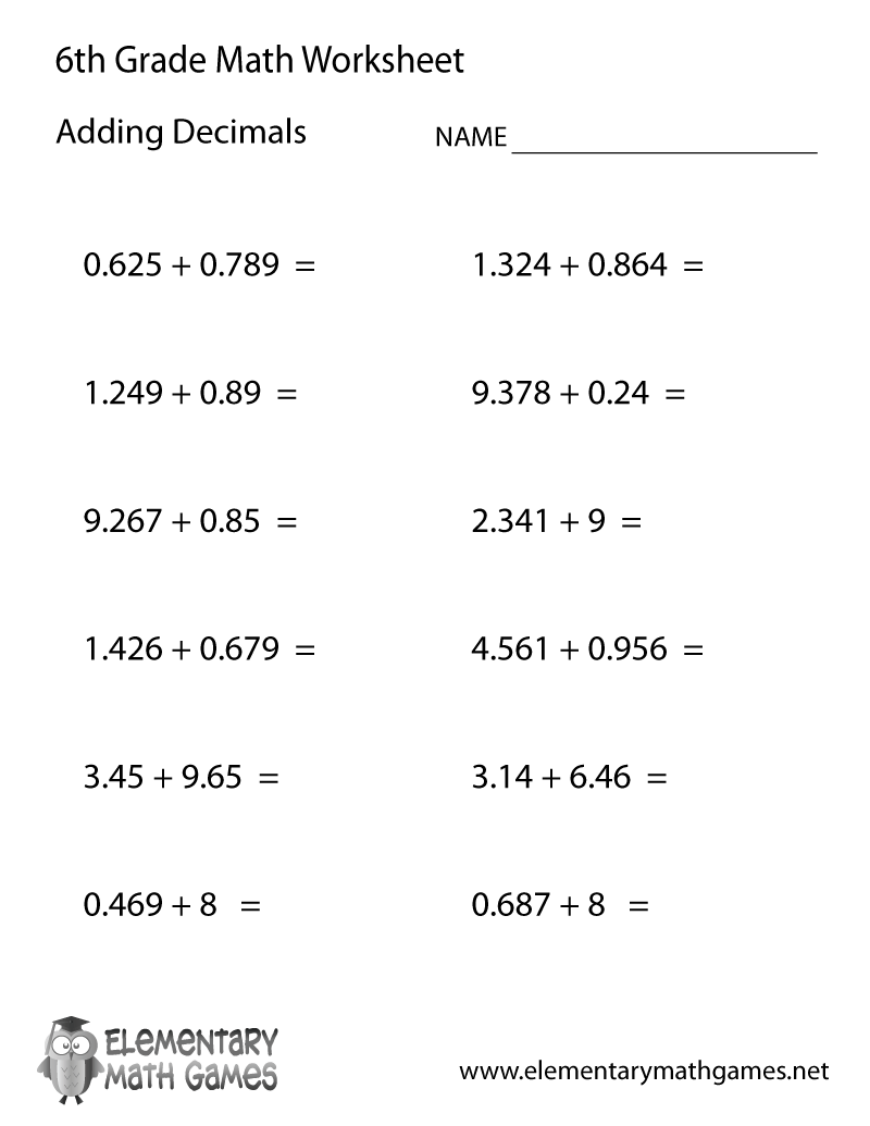 math for 6th graders free worksheets