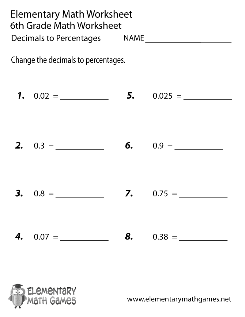 6 grade math worksheets
