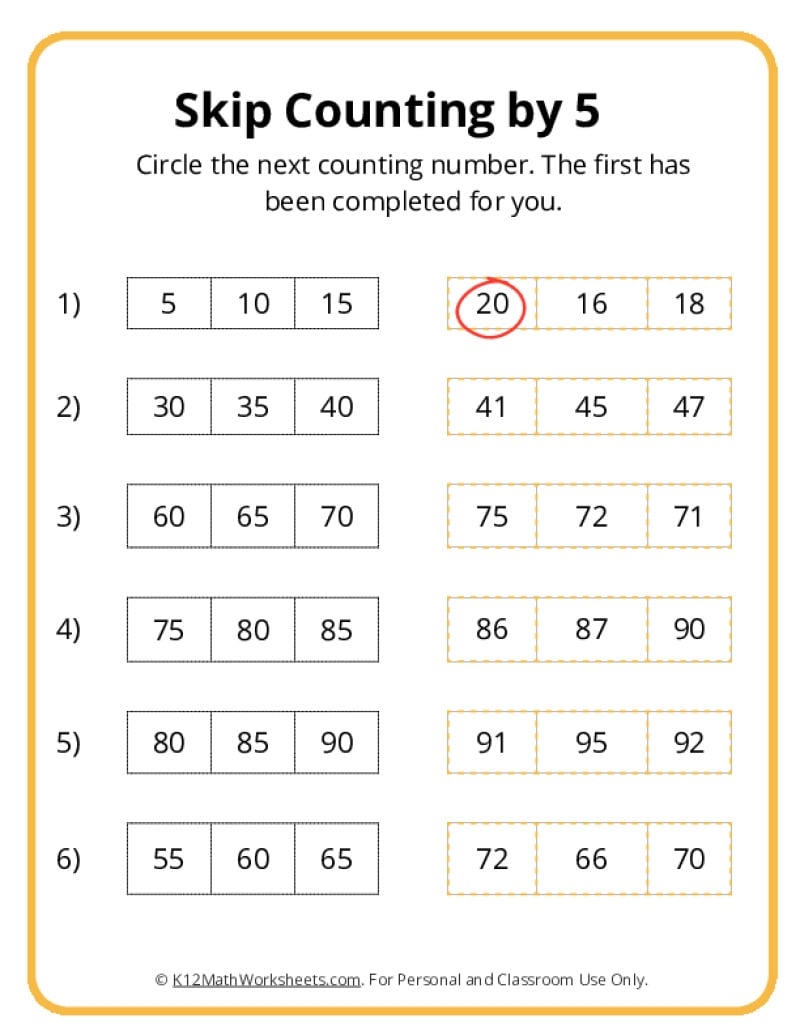 counting by 5s worksheet counting by 5s worksheet