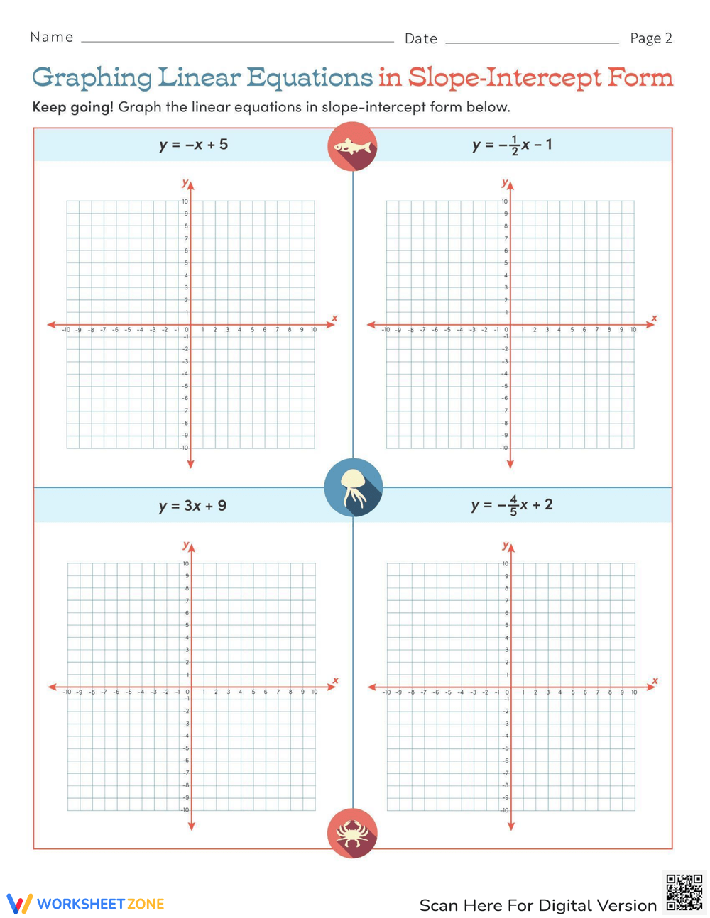 graphing slope intercept form worksheet